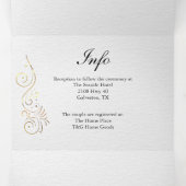 Hochzeitsfeier mit Luxus-Gold-Blüh Dreifach Gefaltete Einladung (Innenseite Mitte)