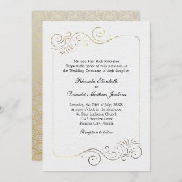 Hochzeitsfeier mit Luxus-Gold-Blüh Einladung