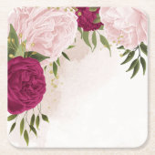 Hochzeitsfeier mit magentinischen und rosa Blume Rechteckiger Pappuntersetzer (Vorderseite)