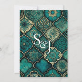 Hochzeitsfeier mit modernem Grünen Muster Einladung (Rückseite)