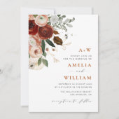 Hochzeitsfeier mit moderner Terrakotta und Grün Einladung (Vorderseite)