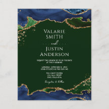 Hochzeitsfeier mit Navy Blue & Green Agate Flyer