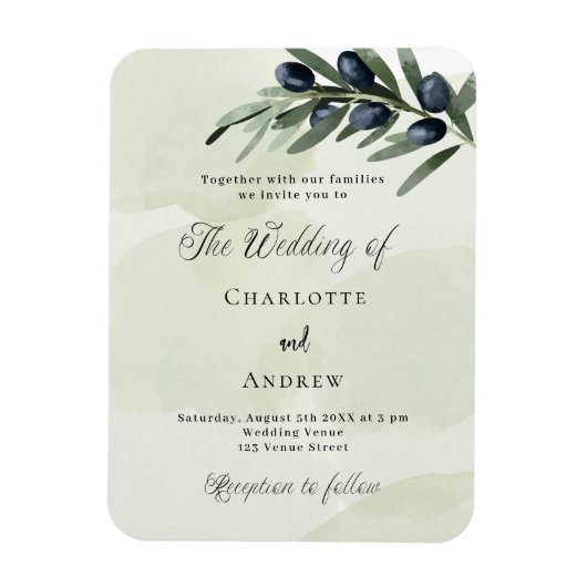 Hochzeitsfeier mit Olivenblättern Magnet (Vertikal)