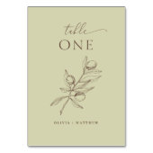 Hochzeitsfeier mit Olivenöl und botanischem Mittel Tischnummer (Rückseite)