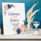 Hochzeitsfeier mit Pfirsich und Blauer Wasserfarbe Fotoplatte (Seite)