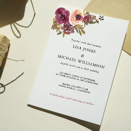 Hochzeitsfeier mit Pflaume und Gelbrosen Einladung