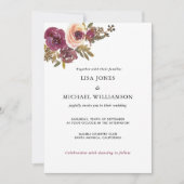 Hochzeitsfeier mit Pflaume und Gelbrosen Einladung (Vorderseite)