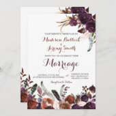 Hochzeitsfeier mit Pflaume und Kupfer Einladung (Vorne/Hinten)