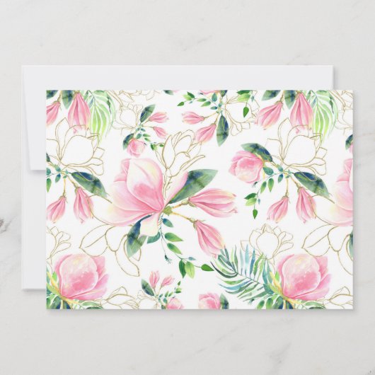 Hochzeitsfeier mit romantischer tropischer Flora Einladung (Rückseite)