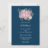 Hochzeitsfeier mit rosa Blumenrahmen Einladung (Vorderseite)