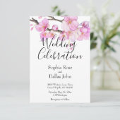 Hochzeitsfeier mit Rosa Blütenblüten Einladung (Stehend Vorderseite)