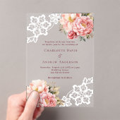 Hochzeitsfeier mit rosa Pfirsichblumen Acryleinladungen (Insitu (Handheld))