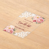 Hochzeitsfeier mit rosa pfirsichfarbenem Spitzen S Acryleinladungen (Ablage )