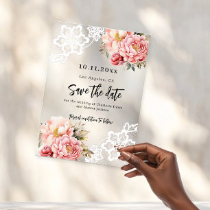 Hochzeitsfeier mit rosa pfirsichfarbenem Spitzen S Acryleinladungen