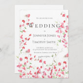 Hochzeitsfeier mit Rosa Süßersen Einladung (Vorne/Hinten)
