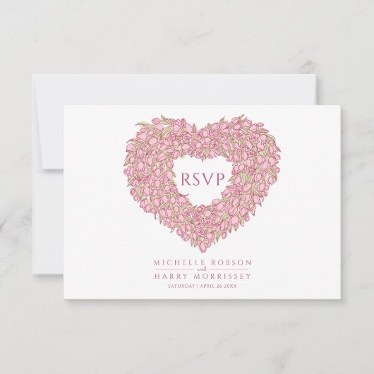 Hochzeitsfeier mit rosa Tulpe RSVP Karte (Vorderseite)