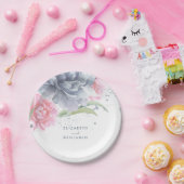 Hochzeitsfeier mit rosa und dunkelblauer Wasserfar Pappteller (Party)