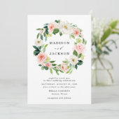 Hochzeitsfeier mit rosa und weißem Blumenkraut Einladung (Stehend Vorderseite)