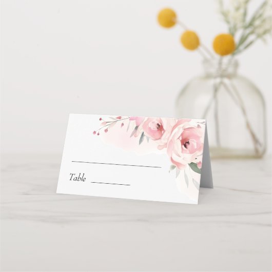 Hochzeitsfeier mit rosa Wasserfarbe Platzkarte (Rückseite)