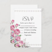 Hochzeitsfeier mit rosa Wasserfarbe RSVP Karte (Vorne/Hinten)
