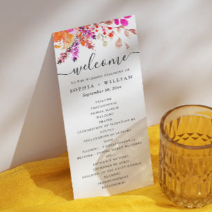 Hochzeitsfeier mit rosafarbenem Orangenfall Programm