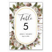 Hochzeitsfeier mit rosafarbenem Pfirsich Tischnummer (Rückseite)