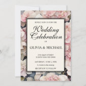 Hochzeitsfeier mit rosafarbenen Aquarellfarben Einladung (Vorderseite)