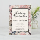 Hochzeitsfeier mit rosafarbenen Aquarellfarben Einladung (Stehend Vorderseite)