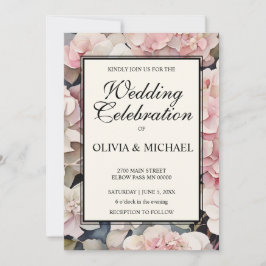 Hochzeitsfeier mit rosafarbenen Aquarellfarben Einladung