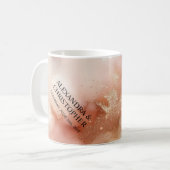 Hochzeitsfeier mit Rose Gold Dust Watercolor Kaffeetasse (Vorderseite Links)