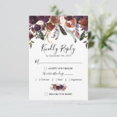 Hochzeitsfeier mit rustikalem Pflaumenblättern RSVP Karte (Stehend Vorderseite)