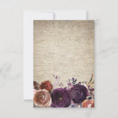 Hochzeitsfeier mit rustikalem Pflaumenblättern RSVP Karte (Rückseite)