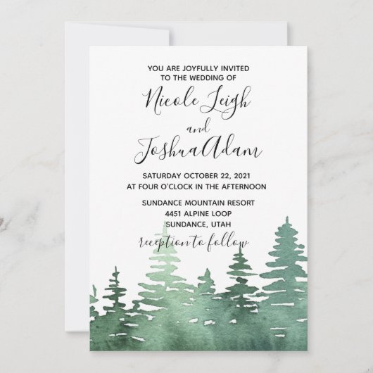 Hochzeitsfeier mit rustikalen Aquarellen Einladung (Vorderseite)