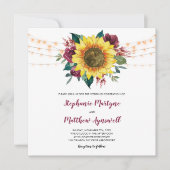 Hochzeitsfeier mit rustikalen Sonnenblumen Einladung (Vorderseite)