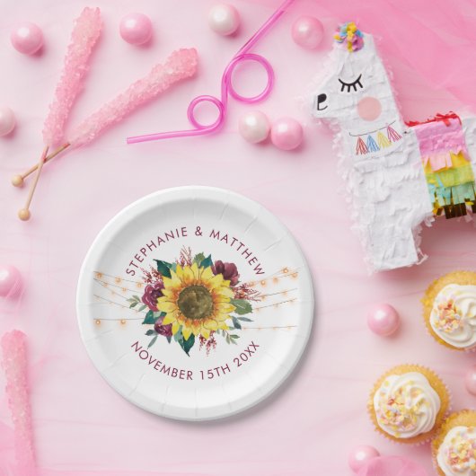 Hochzeitsfeier mit rustikalen Sonnenblumen Pappteller (Party)