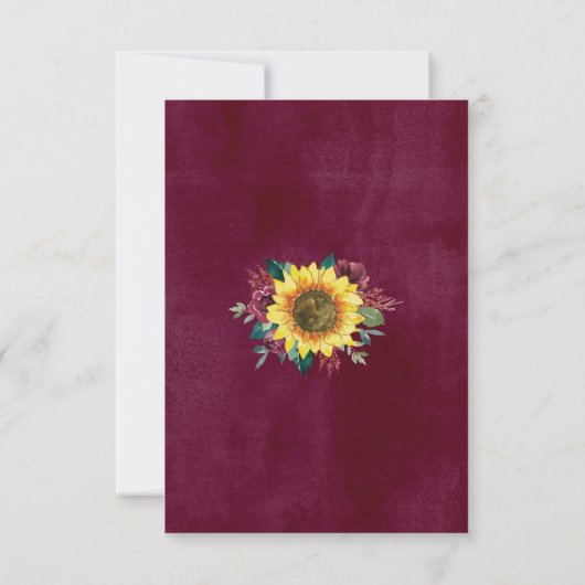 Hochzeitsfeier mit rustikalen Sonnenblumen RSVP Karte (Rückseite)