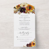 Hochzeitsfeier mit rustikaler Sonnenblume All In One Einladung (Innen Boden)