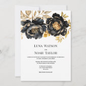 Hochzeitsfeier mit Schwarz-weißem Elfenbeingold Einladung (Vorderseite)