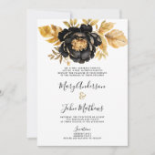 Hochzeitsfeier mit Schwarz-weißem Elfenbeingold Einladung (Vorderseite)