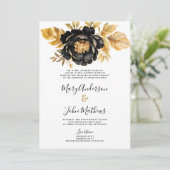 Hochzeitsfeier mit Schwarz-weißem Elfenbeingold Einladung (Stehend Vorderseite)