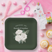 Hochzeitsfeier mit schwarzem Olive Green und Weiße Pappteller (Party)