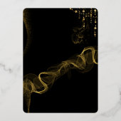 Hochzeitsfeier mit schwarzem und goldenem Drehbuch Folieneinladung (Rückseite)