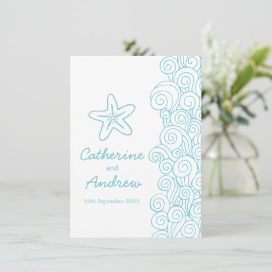 Hochzeitsfeier mit Seeblick Einladung (Stehend Vorderseite)