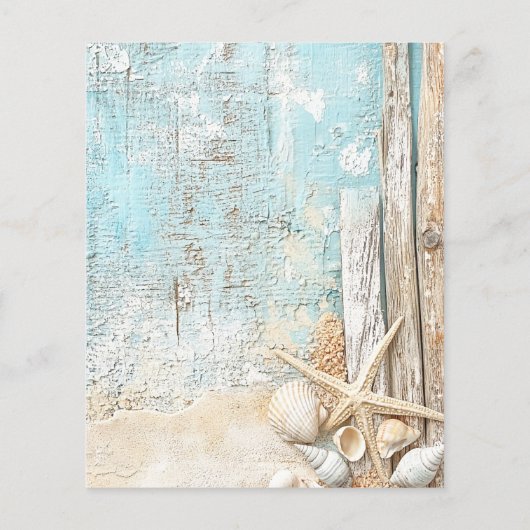 Hochzeitsfeier mit Seesterne am Strand (Rückseite)