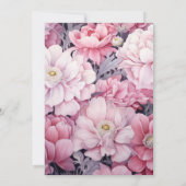 Hochzeitsfeier mit Silber und weich rosa Blütenfed Einladung (Rückseite)