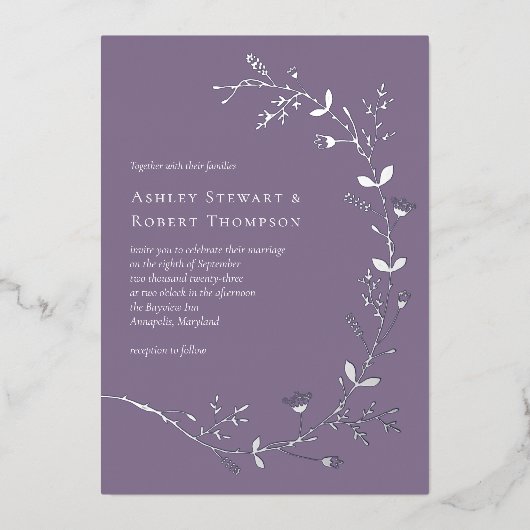 Hochzeitsfeier mit Silberstreifen im Weinstock, Li Folieneinladung (Vorderseite)