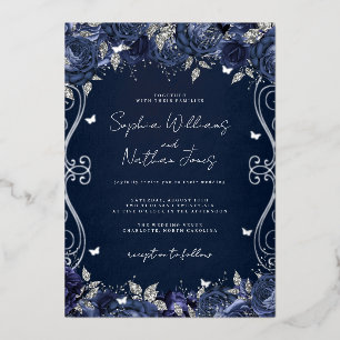Hochzeitsfeier mit Silver Swirl Folieneinladung