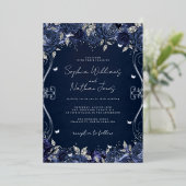 Hochzeitsfeier mit Silver Swirl Folieneinladung (Stehend vorne)