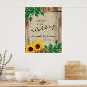 Hochzeitsfeier mit Sonnenblumen aus Stallholz Poster (Küche)