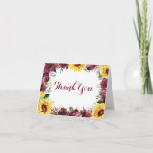 Hochzeitsfeier mit Sonnenblumen Dankeskarte (Vorderseite)
